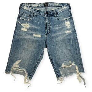 PRPS Challenger Regular Fit Destroyed Jean Shorts SIZE 29 x 12 Indigo Button Fly